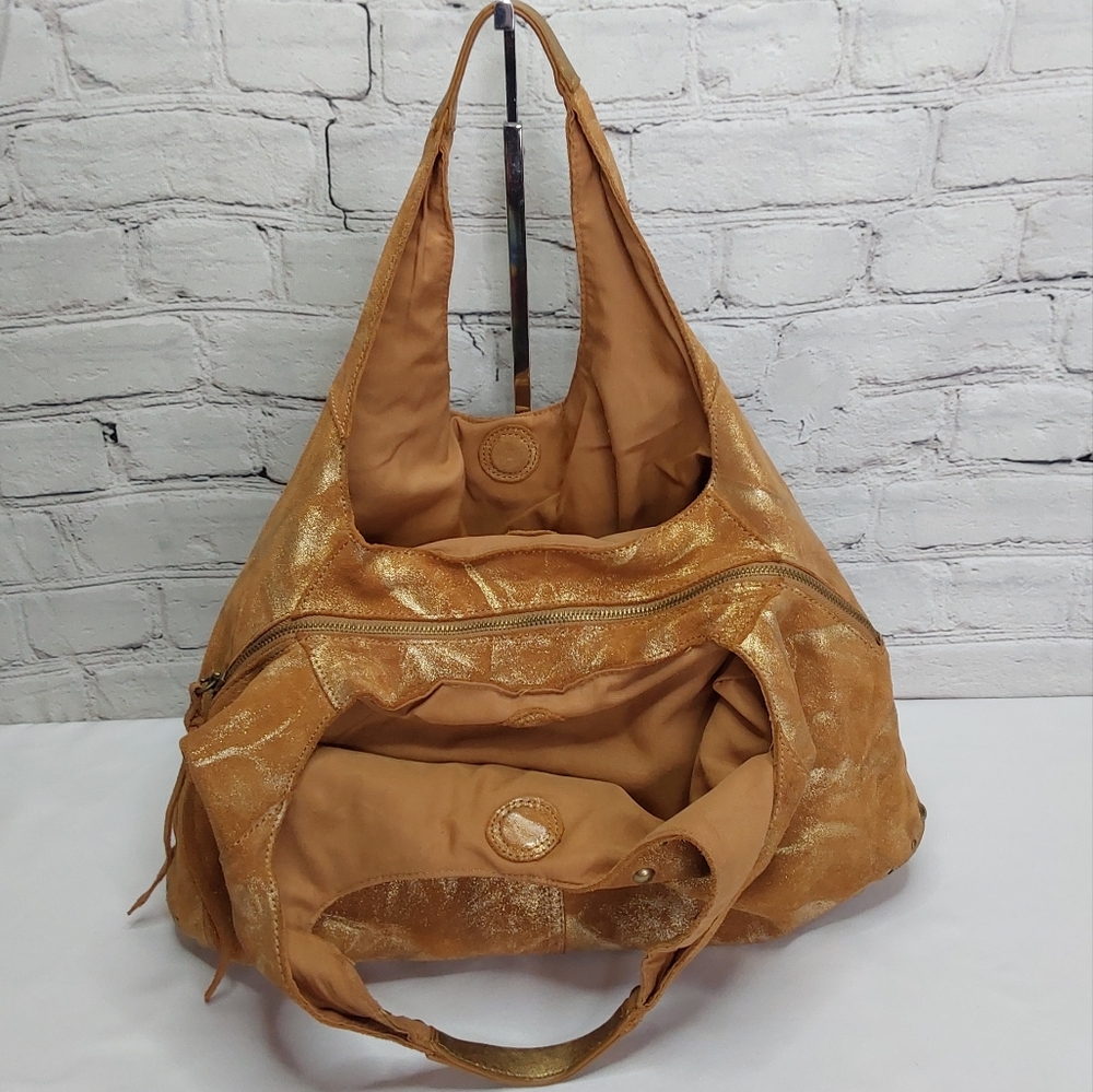 'THE LIMITED' GOLDEN GODDESS LEATHER HOBO STUDDED SHOULDER BAG TOP-ZIP - Picture 6 of 15